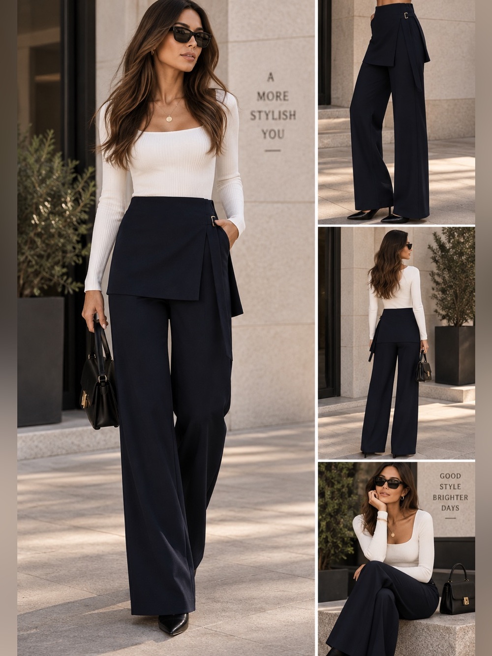 ShopEvelynne Wide-Leg Wrap-Panel Pants